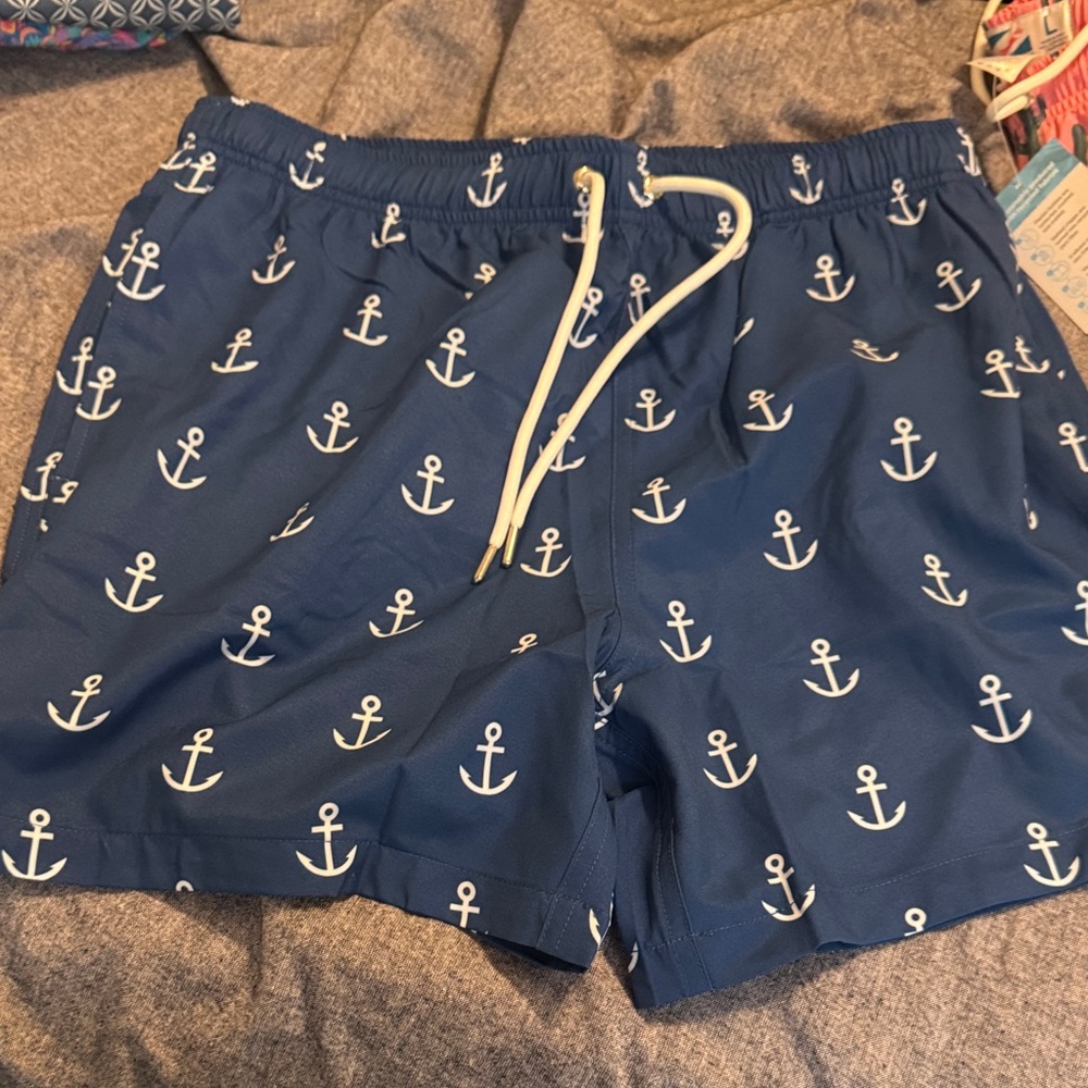 Nautical Blue Anchor Swim Shorts by Eubi